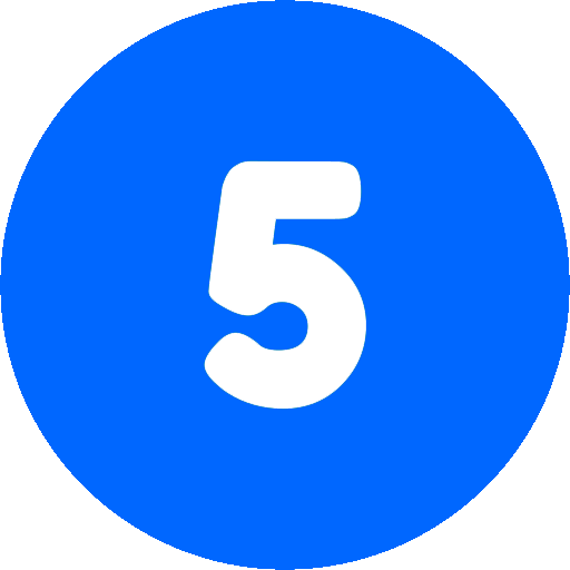 Home blue number 5