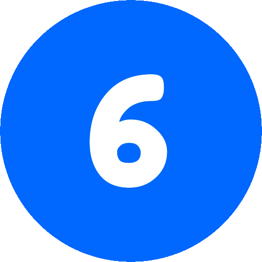 Home blue number 6